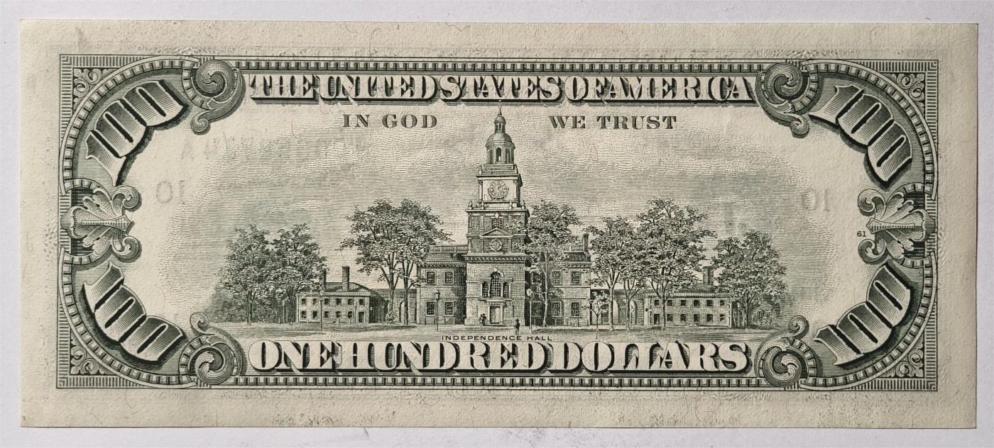 紫瑗钱币——第335期拍卖——纸币场 美国 1988年 J版 无序列 本杰明·富兰克林 100美元 小头版 UNC