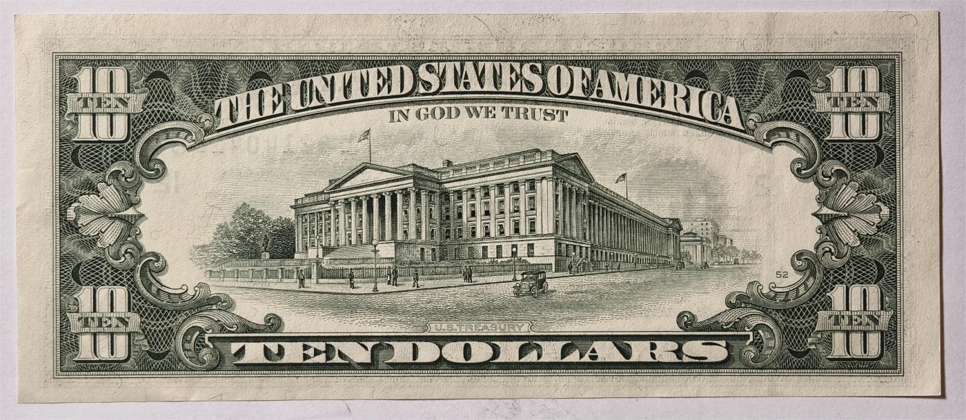 紫瑗钱币——第335期拍卖——纸币场 美国 1995年 L版 无序列 亚历山大·汉密尔顿 10美元 小头版 UNC (有脏）