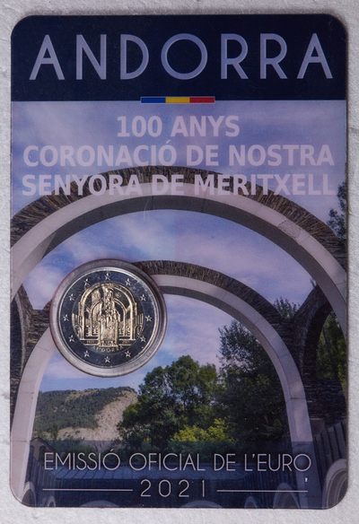 S&S Numismatic世界钱币-拍卖 第112期  - 安道尔2021年 梅里特谢尔圣母加冕一百周年 2欧元双色纪念币官方卡币 编号随机