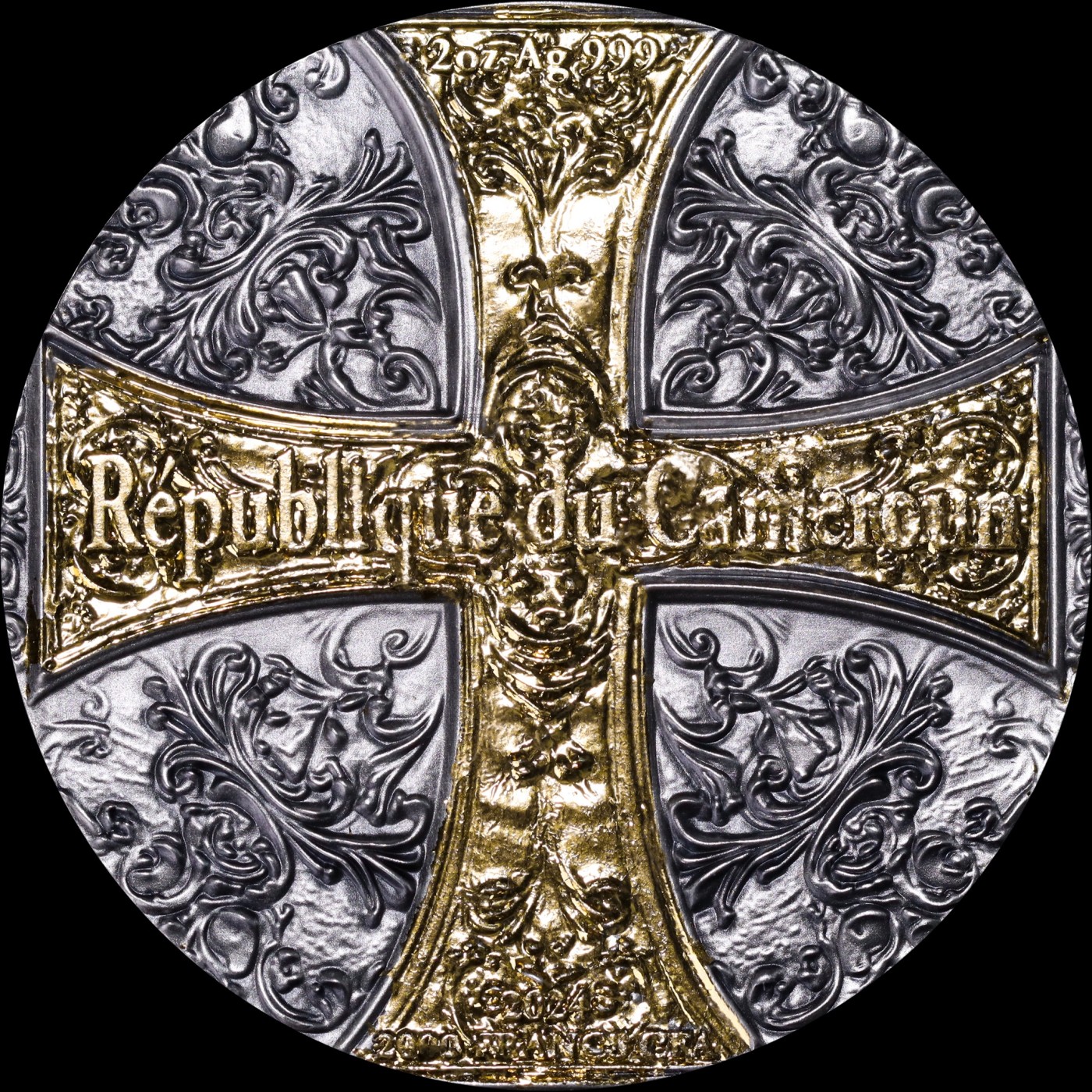 CSIS-GREAT评级精品钱币拍卖第二百四十期 拍多少算多少  喀麦隆2024年大天使长米迦勒屠龙2OZ仿古彩色双面高浮雕纪念银币