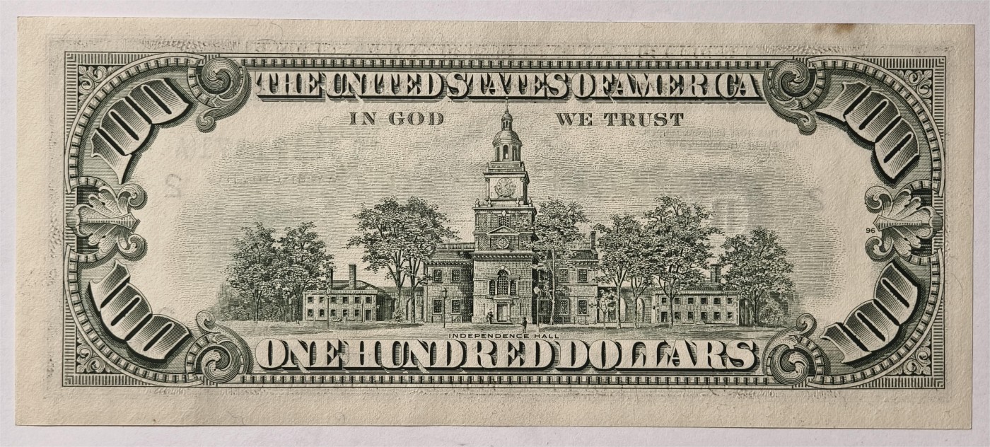 紫瑗钱币——第349期拍卖——纸币场 美国 1988年 B版 无序列 本杰明·富兰克林 100美元 小头版 UNC