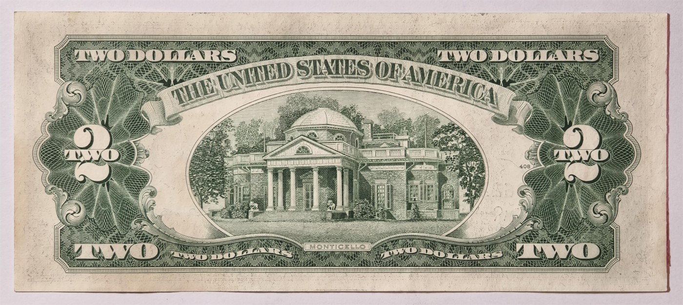 紫瑗钱币——第335期拍卖——纸币场 美国 1953年 C序列 托马斯·杰斐逊 2美元 红印 政府券 AU