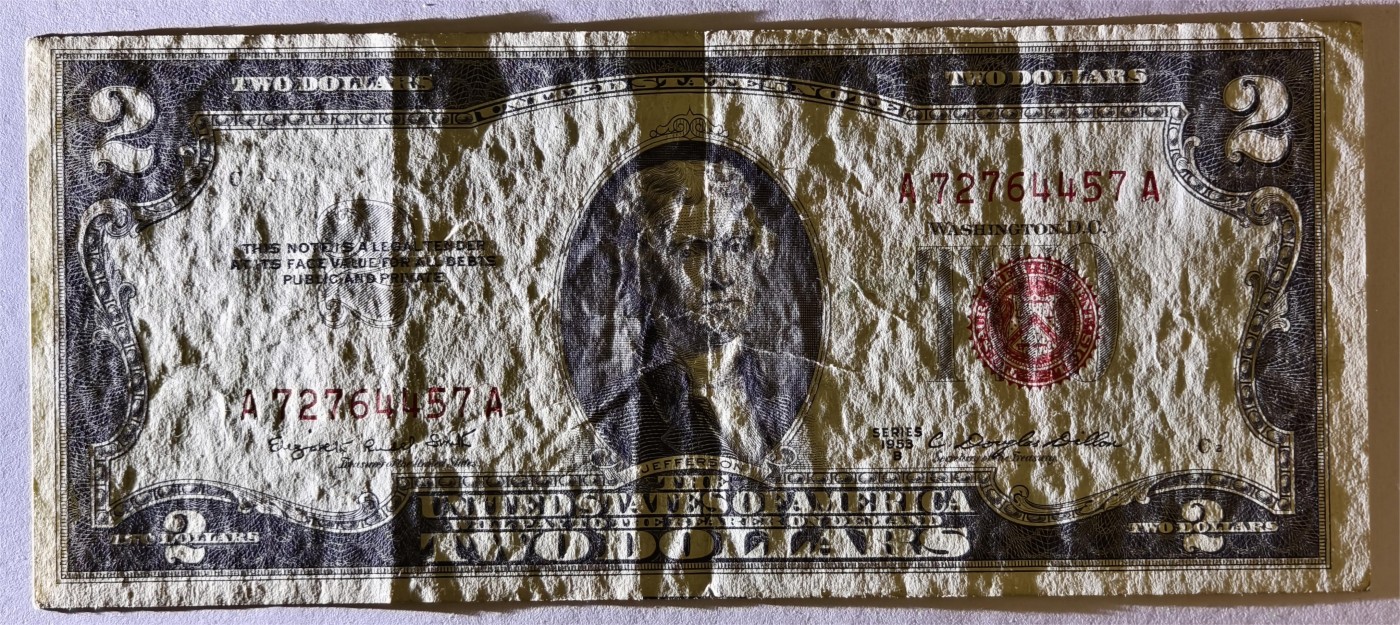 紫瑗钱币——第335期拍卖——纸币场 美国 1953年 B序列 托马斯·杰斐逊 2美元 红印 政府券 流通品