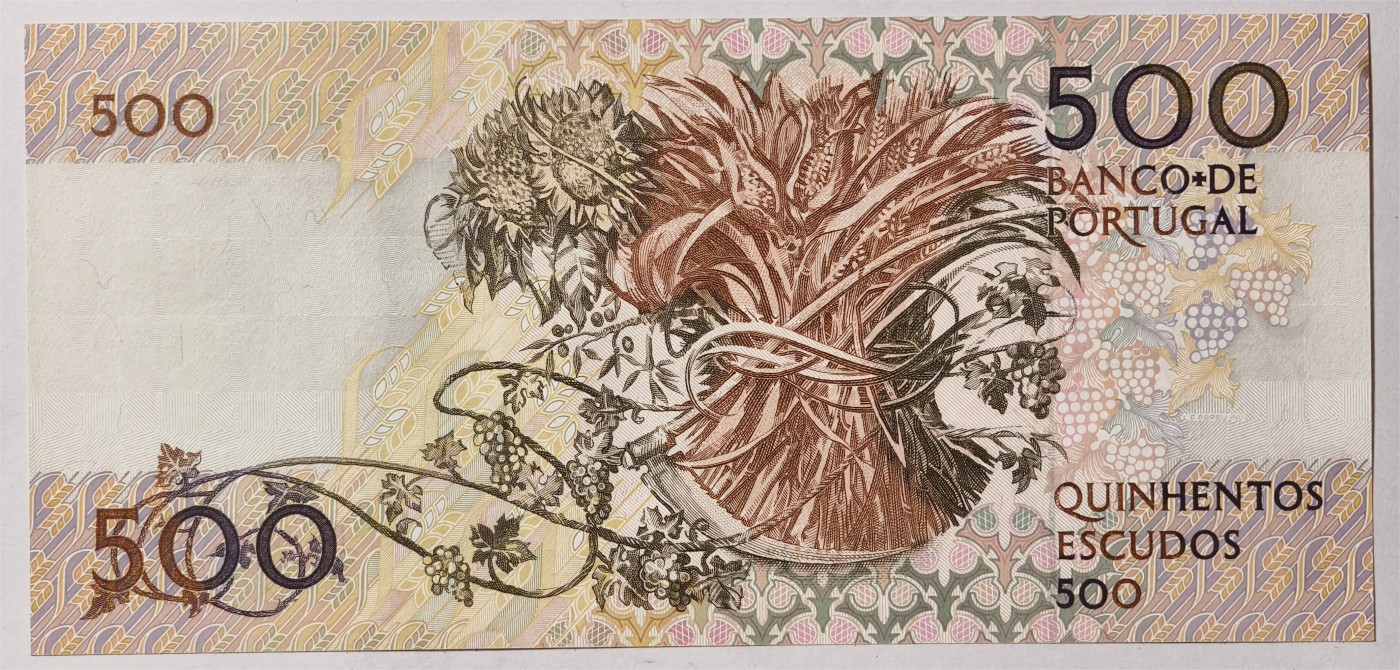紫瑗钱币——第377期拍卖——纸币场 【BBB冠】葡萄牙 1988年 8月4日 莫西尼奥 500埃斯库多 UNC (P-180b）