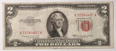紫瑗钱币——第335期拍卖——纸币场 - 美国 1953年 B序列 托马斯·杰斐逊 2美元 红印 政府券 流通品