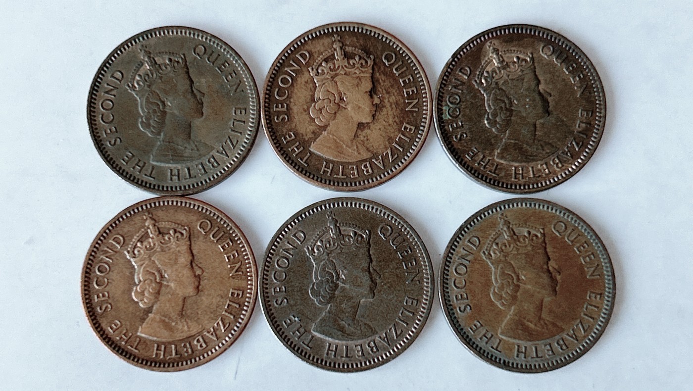 第一海外回流一元起拍收藏 散币专场 第75期 塞浦路斯1955年3米尔小鱼铜币 6枚