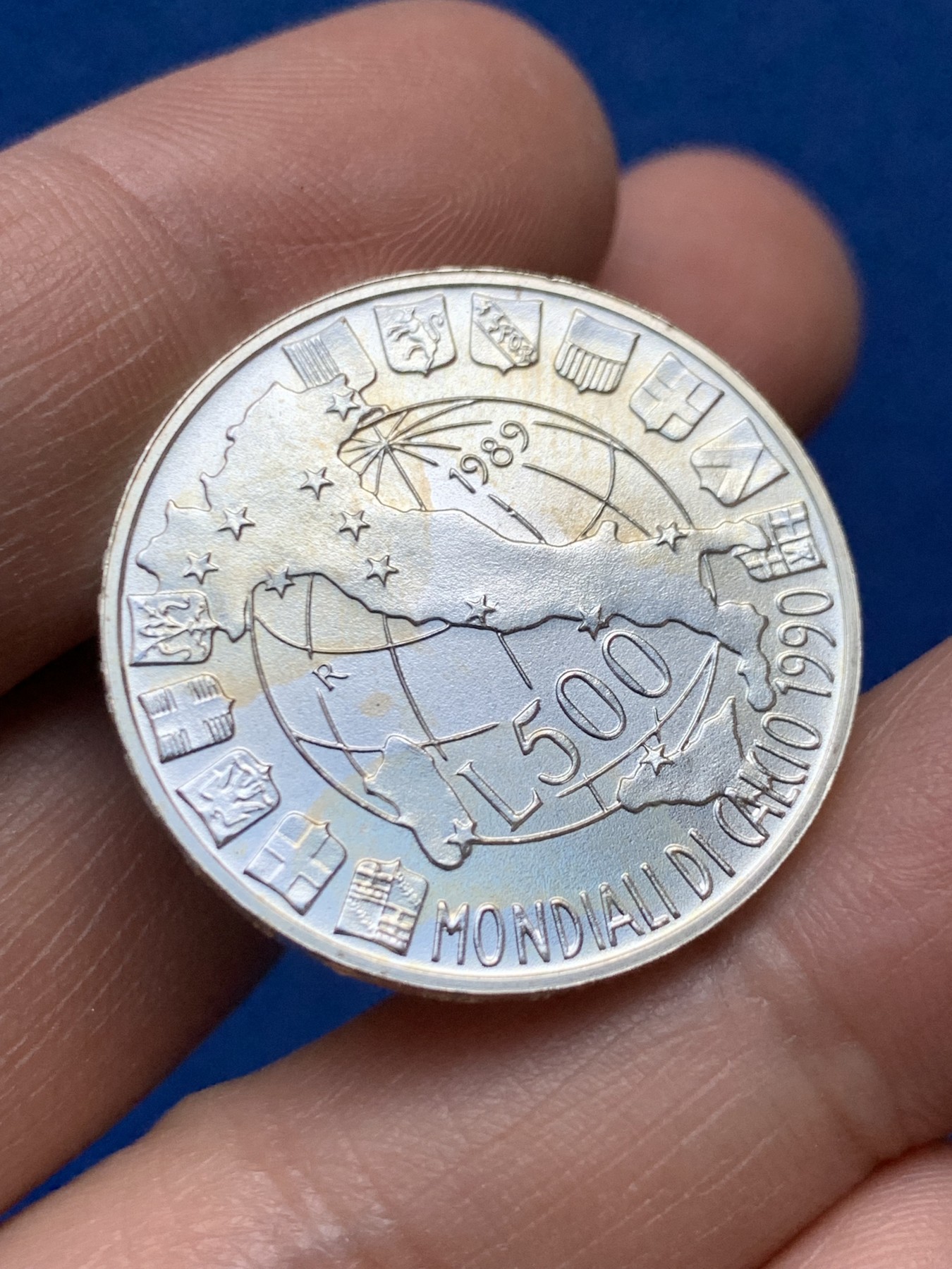 《竞宝斋》第253场-周日，周一，周二 3场连拍 (全场包邮) 意大利世界杯500里拉纪念银币