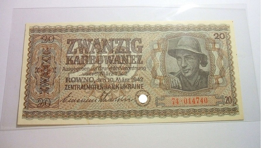 德国占乌克兰1942年20卡博瓦内斯（等同20马克） 爽品