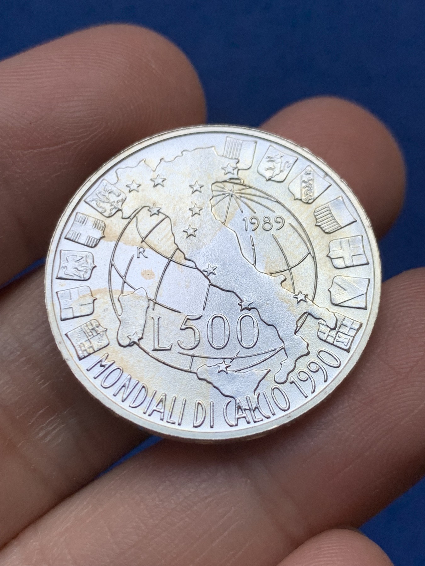 《竞宝斋》第253场-周日，周一，周二 3场连拍 (全场包邮) 意大利世界杯500里拉纪念银币