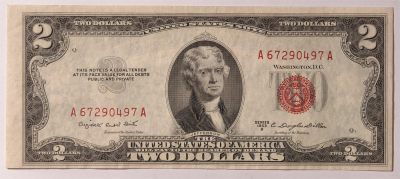 紫瑗钱币——第335期拍卖——纸币场 - 美国 1953年 B序列 托马斯·杰斐逊 2美元 红印 政府券 AU