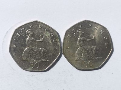 【易洋钱喜】第55场 外国硬币专场 - 50便士两枚，合计一英镑