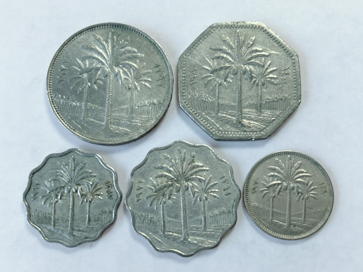 第一海外回流一元起拍收藏 散币专场 第75期 伊拉克硬币5枚 椰枣树