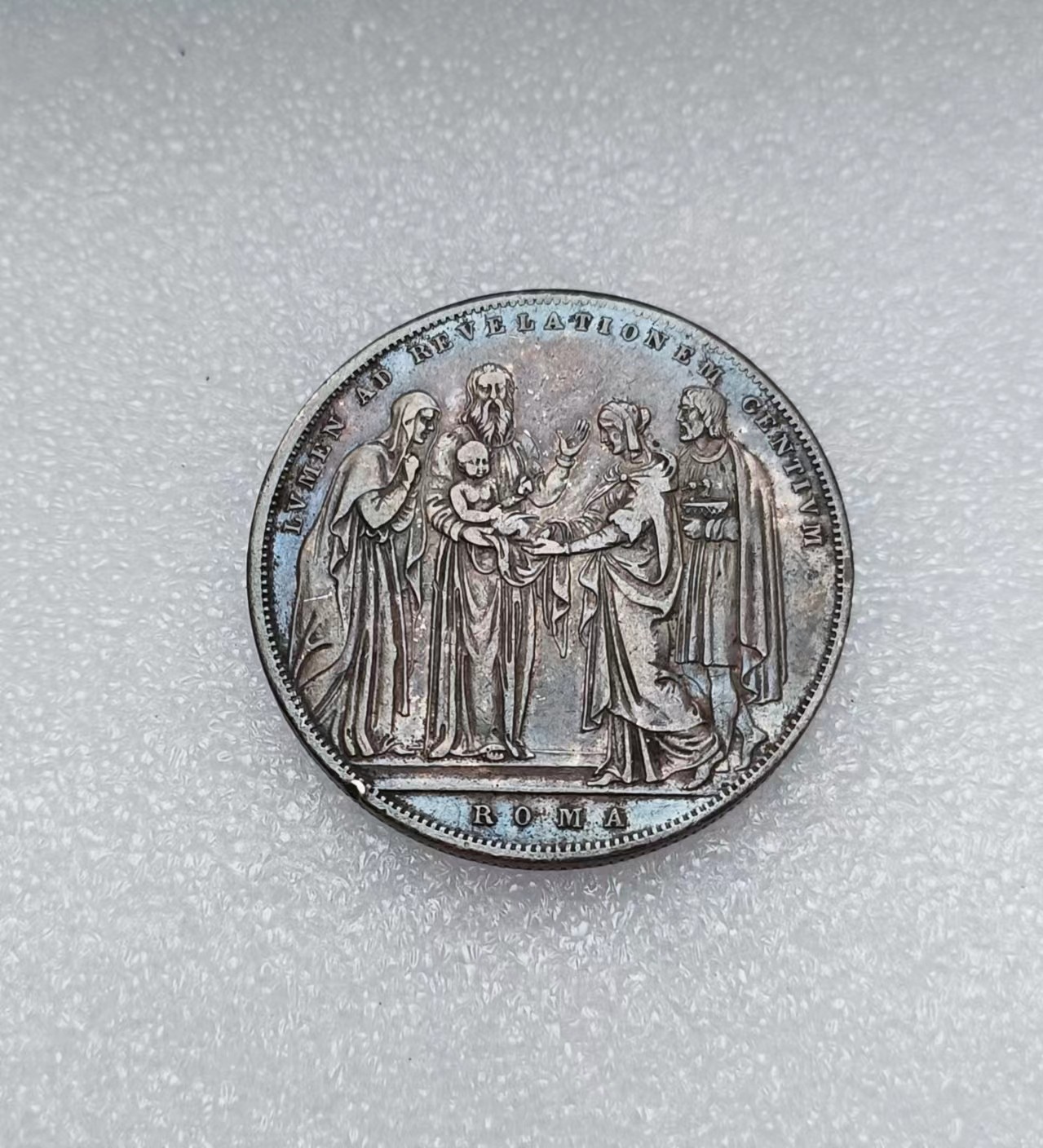 瓶子🏺第134期拍卖会  梵蒂冈1834年耶稣诞生纪念1斯库多大银币 原味大老黑