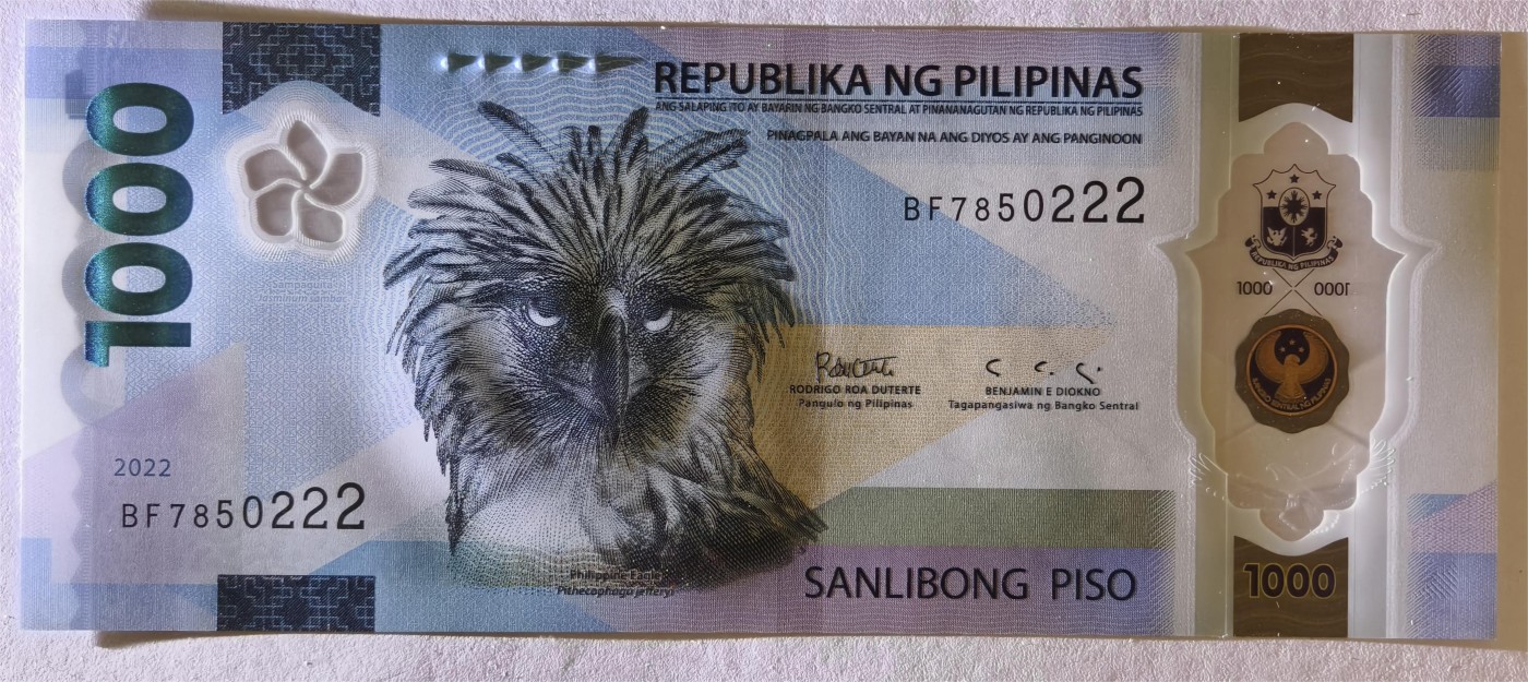 紫瑗钱币——第335期拍卖——纸币场 【获奖钞 豹子号2】菲律宾 2022年 国鸟食猿雕 1000比索 UNC