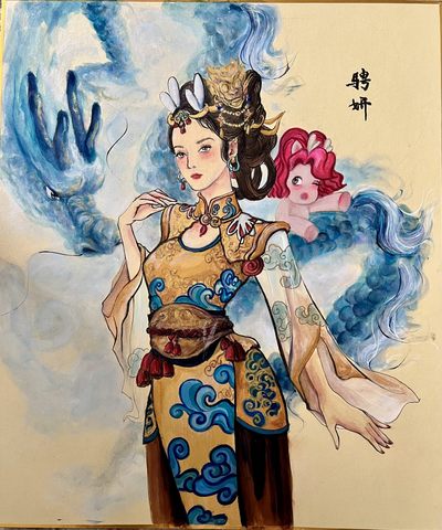 第四届中福卡博会专场拍卖 - 2024 骋妍 小龙女 手绘原画 尺寸：32cm×38cm