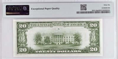 美国1928B版 小头20 pmg66分 杰克逊总统肖像 评级钞 美国1928B版 小头20 pmg66分 杰克逊总统肖像 评级钞
