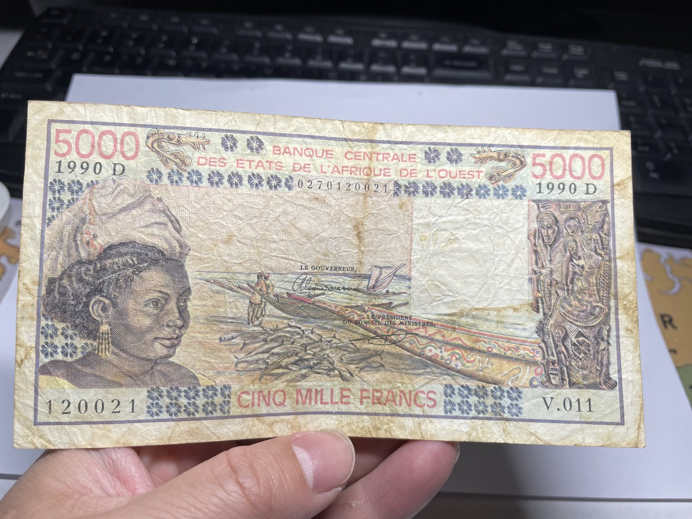 2024年集古藏今外币拍卖第三期-第7场—（总第27拍） 1990年西非5000法郎