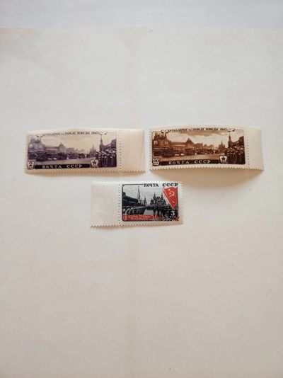 苏联邮票-1946年胜利阅兵  3全原胶全新 - 苏联邮票-1946年胜利阅兵  3全原胶全新