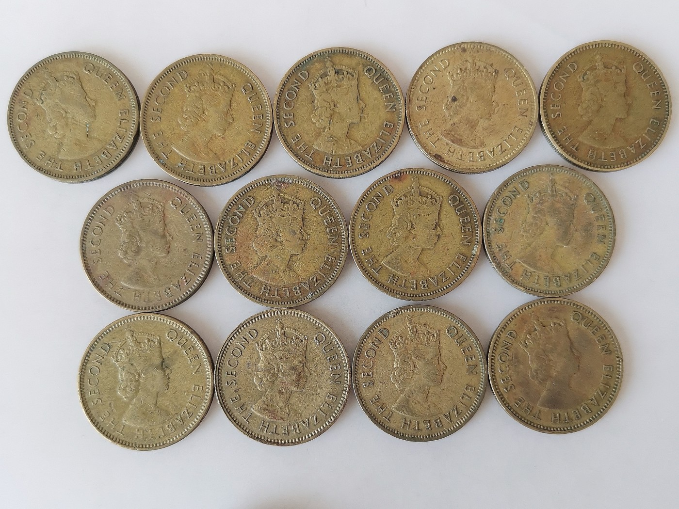 第一海外回流一元起拍收藏 散币专场 第76期 香港60年代一毫硬币 女王头像版 13枚