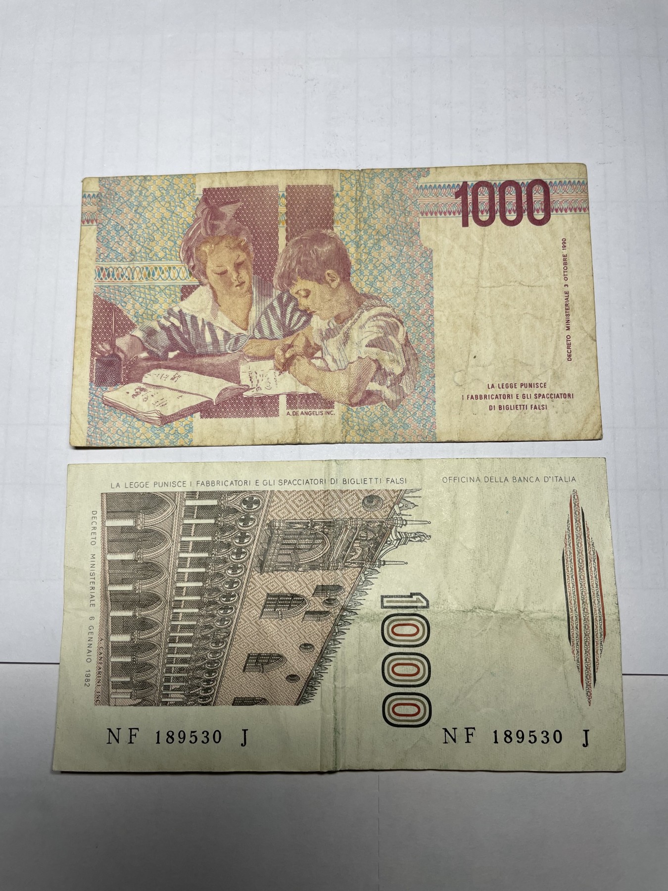 2024年集古藏今外币拍卖第三期-第7场—（总第27拍） 意大利1000里拉2张