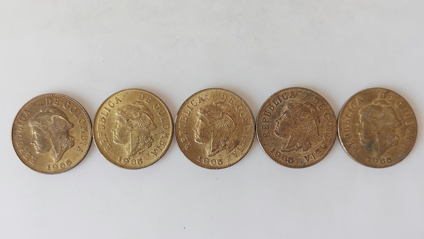 第一海外回流一元起拍收藏 散币专场 第76期 哥伦比亚2分铜币 5枚