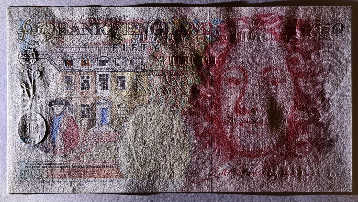 紫瑗钱币——第401期——纸币场 英国 1994年 E序列 英格兰银行第一任行长 约翰·霍布伦 50英镑  UNC