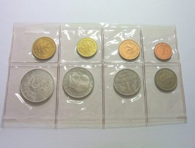 8枚套 联邦德国1965年G版1芬尼-5马克银币 精制版 发行量仅1000多 - 8枚套 联邦德国1965年G版1芬尼-5马克银币 精制版 发行量仅1000多