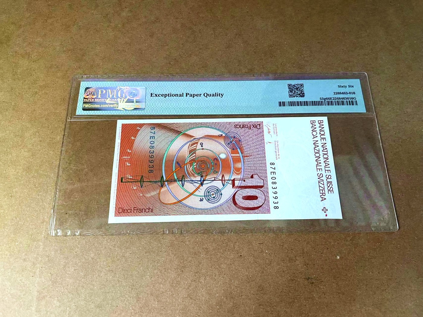 【Blue Auction】✨世界纸币精拍第457期【精】 【无47 p53g】瑞士 1987年10法郎 PMG66EPQ 