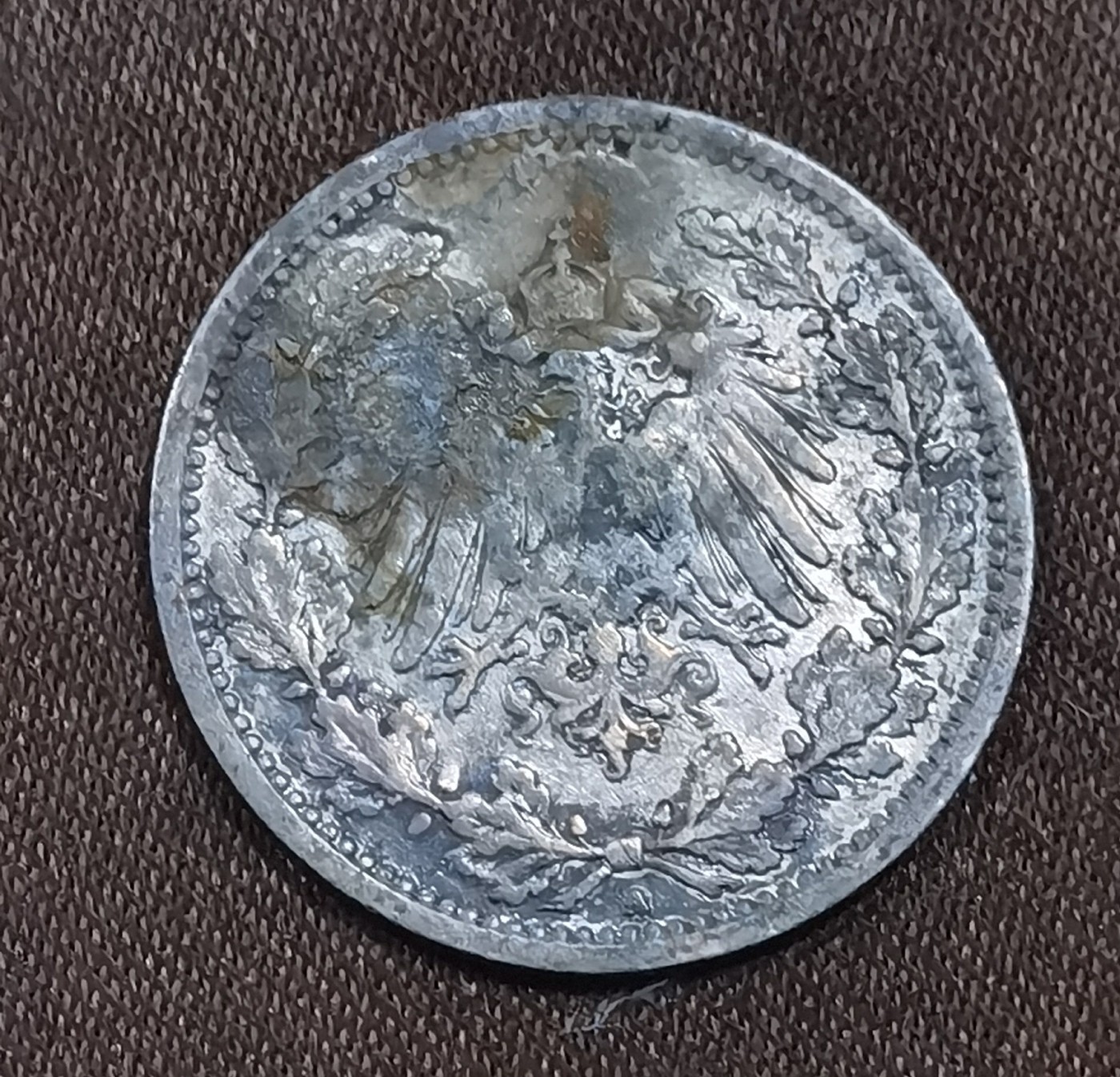 北京马甸外国币专卖微拍第118期，外国金银专场，陆续上新，欢迎关注 1905年德意志帝国展翅鹰1/2马克A厂银币 首年份 ，重量：2.5克，成色：900