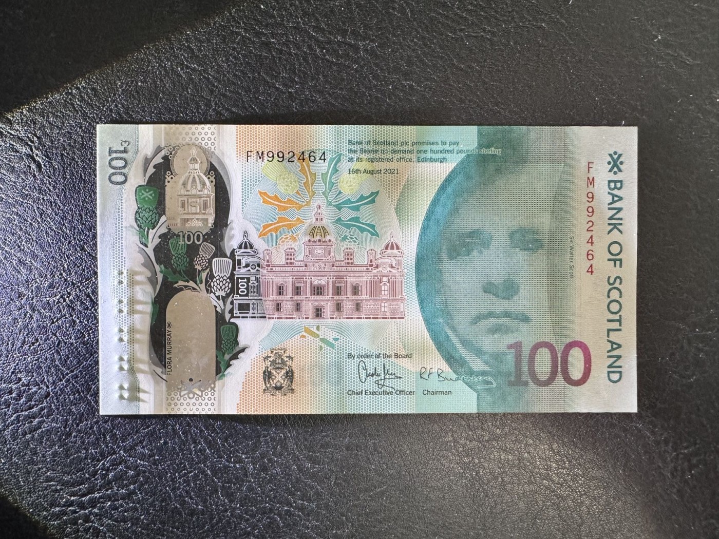 收藏联盟Quantum Auction 第335期拍卖  苏格兰银行2021年100镑 品相全新UNC 苏格兰女性医学先驱芙罗拉·默里医生