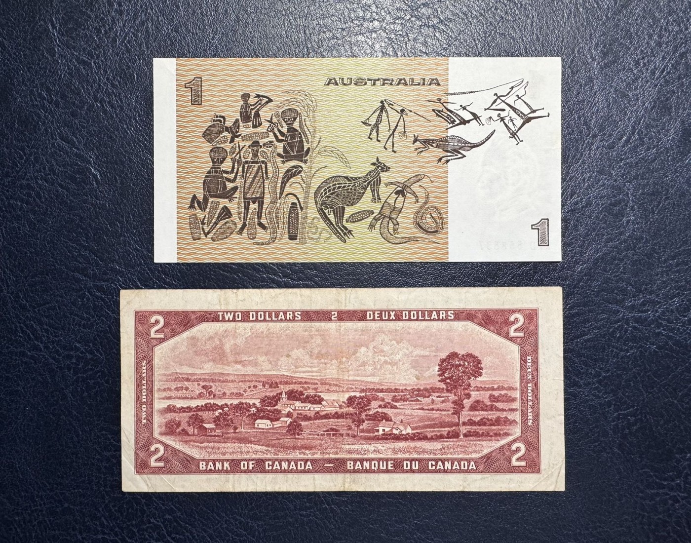 收藏联盟Quantum Auction 第335期拍卖  澳大利亚1974-83年1元和加拿大1954年2元 品相分别为UNC-和XF