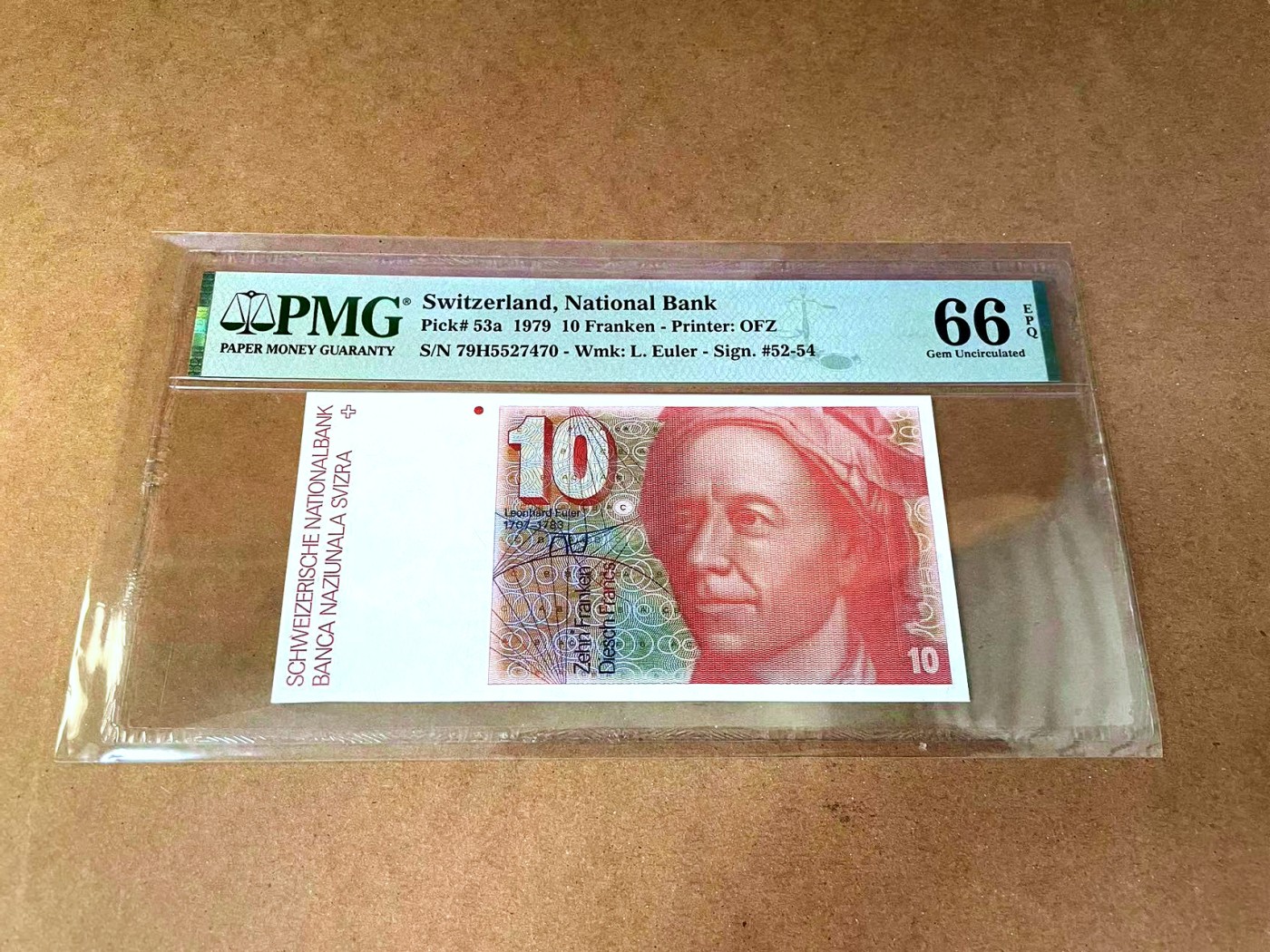 【Blue Auction】✨世界纸币精拍第457期【精】 【无47 p53a】瑞士 1979年10法郎 PMG66EPQ 