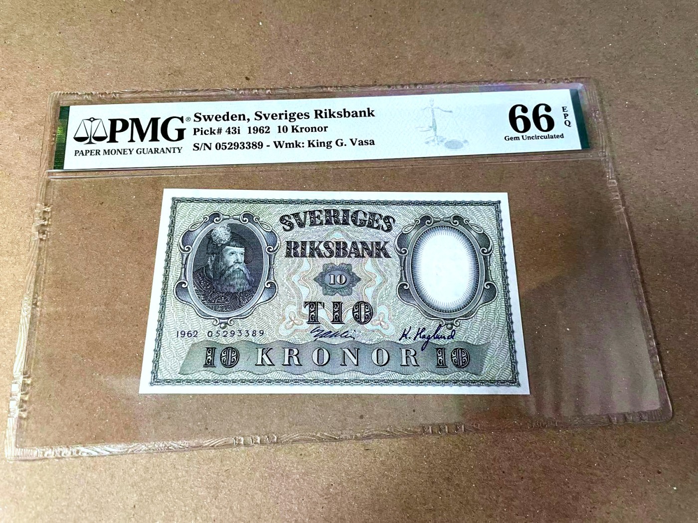 【Blue Auction】✨世界纸币精拍第457期【精】 【无47】瑞典 1962年10克朗 PMG66EPQ