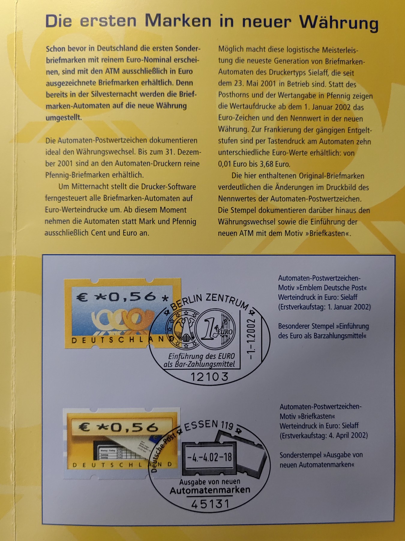邮折✌（拍卖专场）精品🔥专场 第60场 德国2002年欧元面值电子邮票 含2枚马克面值电子邮票新票