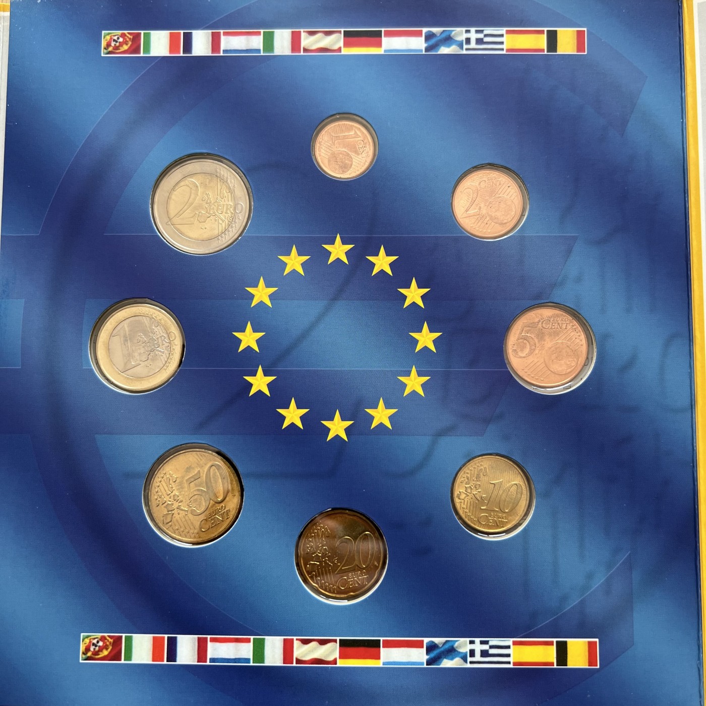  88元包顺丰 外国银币 散币 卢森堡2002年欧元硬币8枚套背面有些指纹