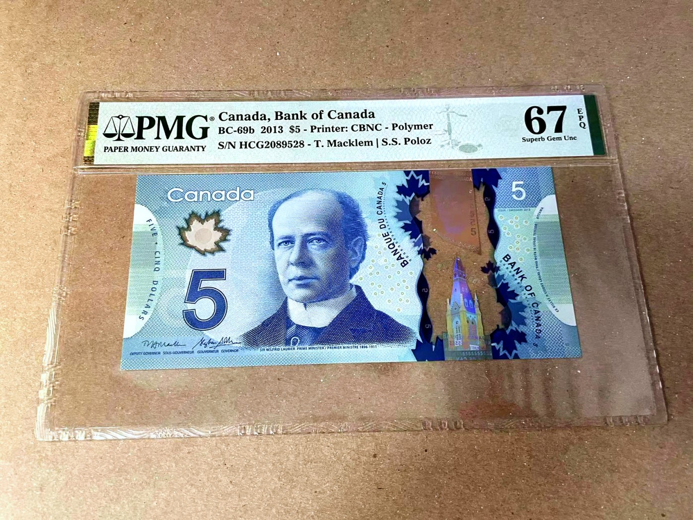 【Blue Auction】✨世界纸币精拍第457期【精】 【无47】加拿大 2013年5元 PMG67EPQ 高分