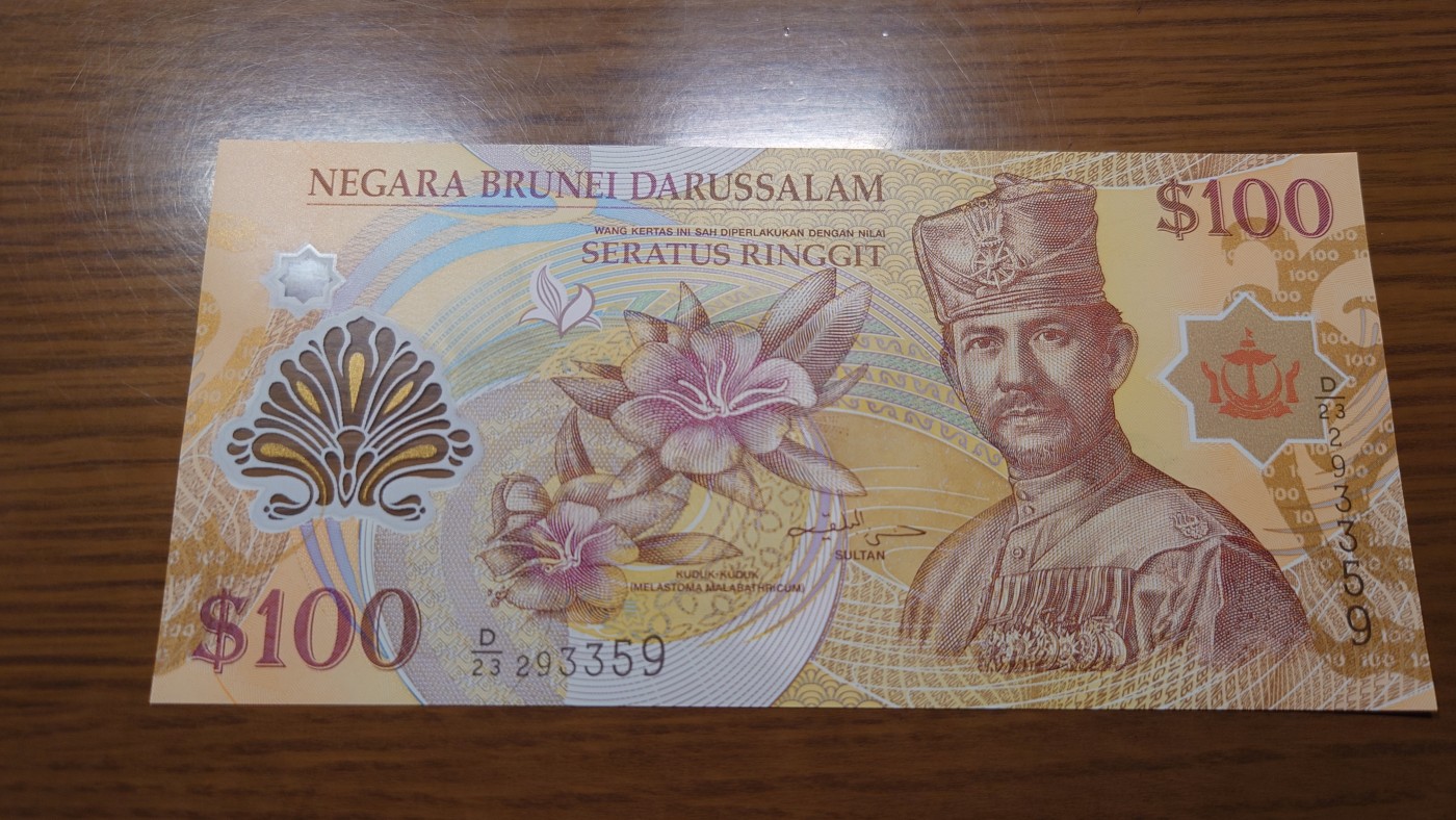 【世界钱币】精选微拍第100期暨2024年第11期  部分卖剩裸钞和评级币展销 2013年文莱100林吉特 全新绝品无47尾号3359