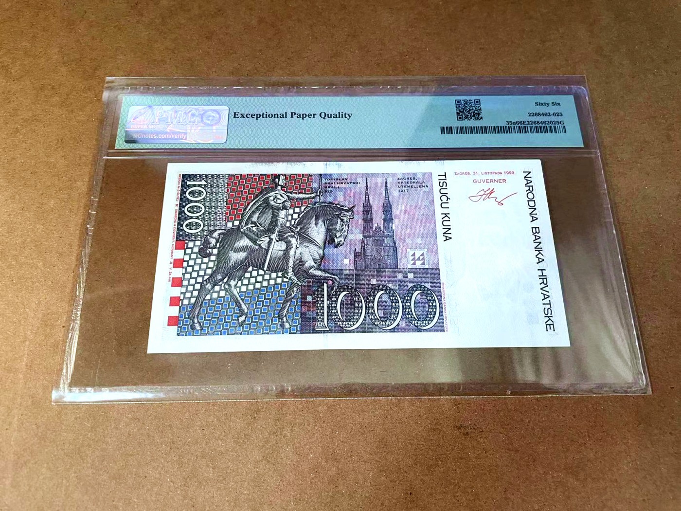 【Blue Auction】✨世界纸币精拍第457期【精】 【AA】克罗地亚 1993年1000库纳 PMG66EPQ 