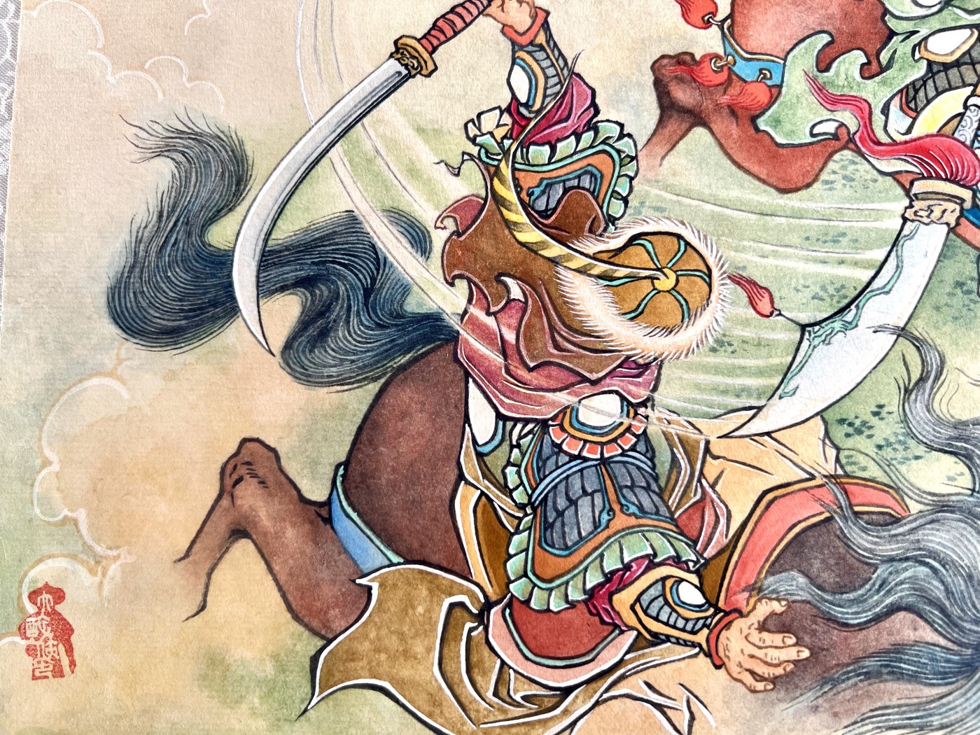 第四届中福卡博会专场拍卖 2020 九轩文化 全凤彬绘九轩《水浒后传》封面作品（全二幅）尺寸43cm×28cm-宣纸原稿