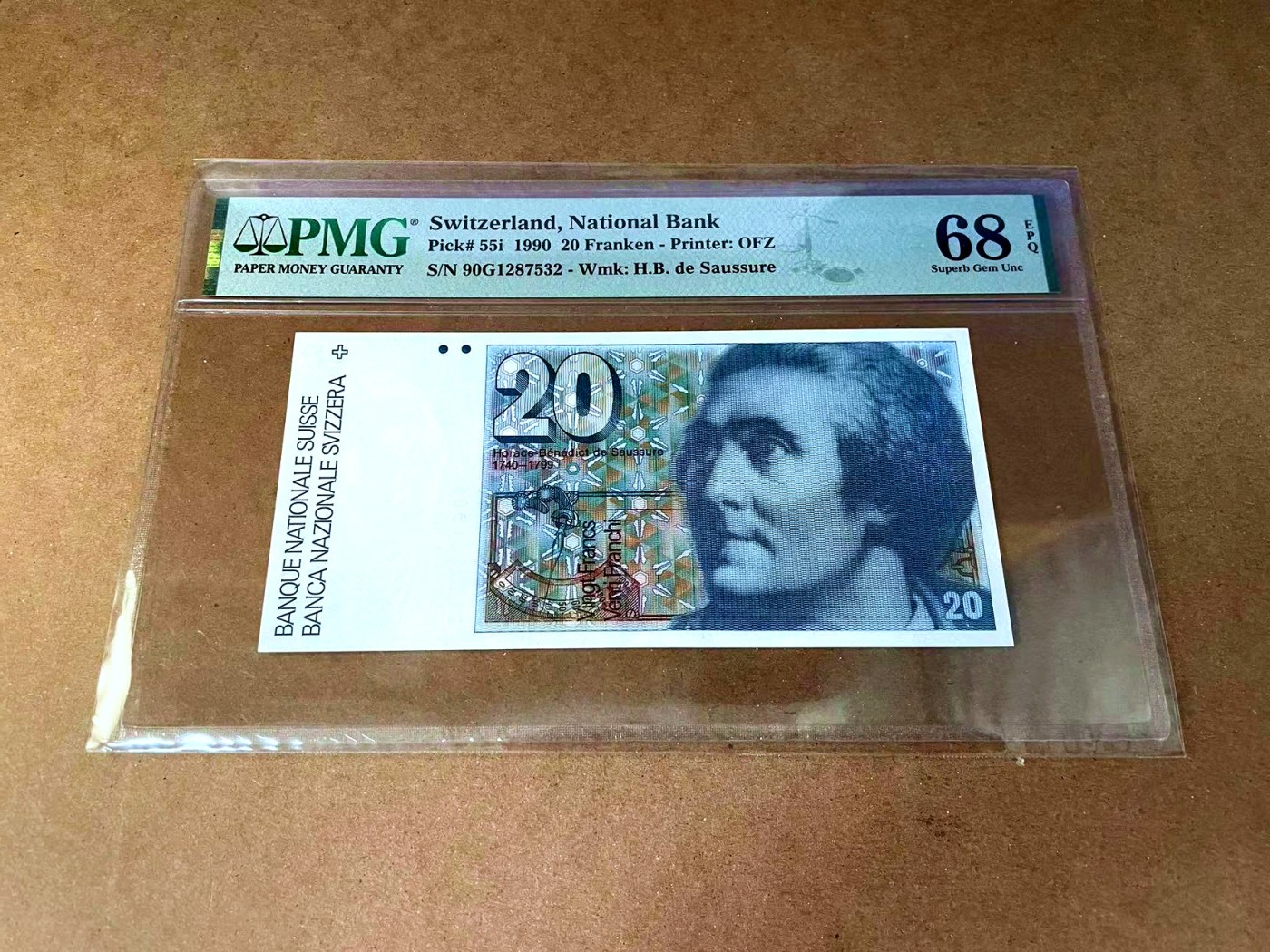 【Blue Auction】✨世界纸币精拍第457期【精】 瑞士 1990年20法郎 PMG68EPQ 超高分 