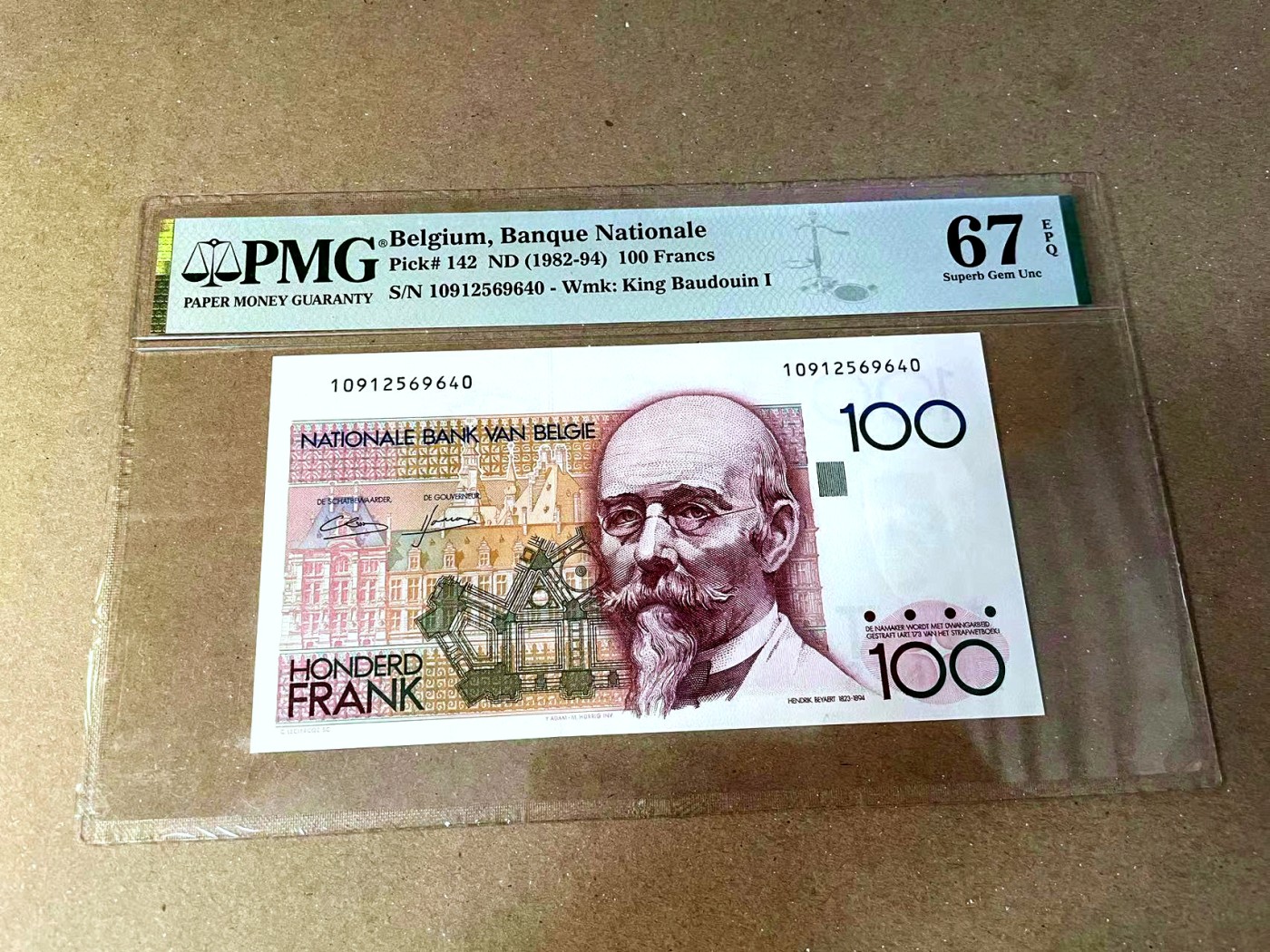 【Blue Auction】✨世界纸币精拍第457期【精】 比利时 1982-94年100法郎  PMG67EPQ 高分