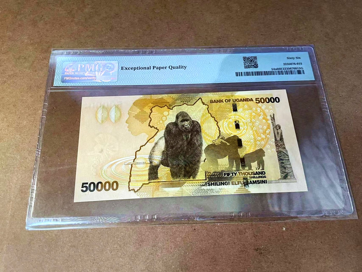 【Blue Auction】✨世界纸币精拍第457期【精】 【获奖钞】乌干达 2010年50000先令 大猩猩 PMG66EPQ  