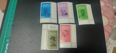 德国邮票专场，全是套票 - 德国邮票一套，1968年发行，奥运会创始人顾拜旦等名人5全，品相如图