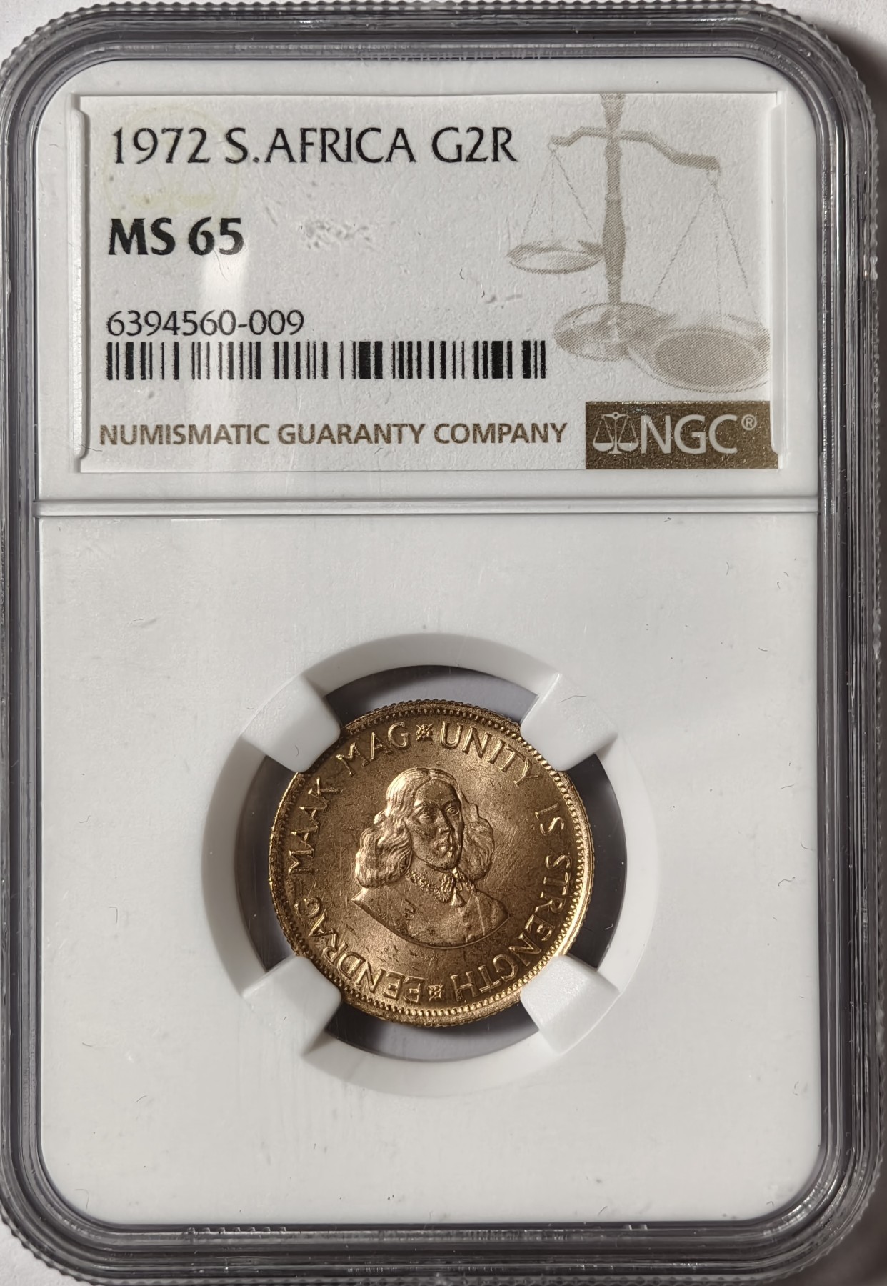 紫瑗钱币——第334期拍卖 南非 1972年 里贝克·扬·范里贝克 2兰特 7.98克 金币 NGC MS65