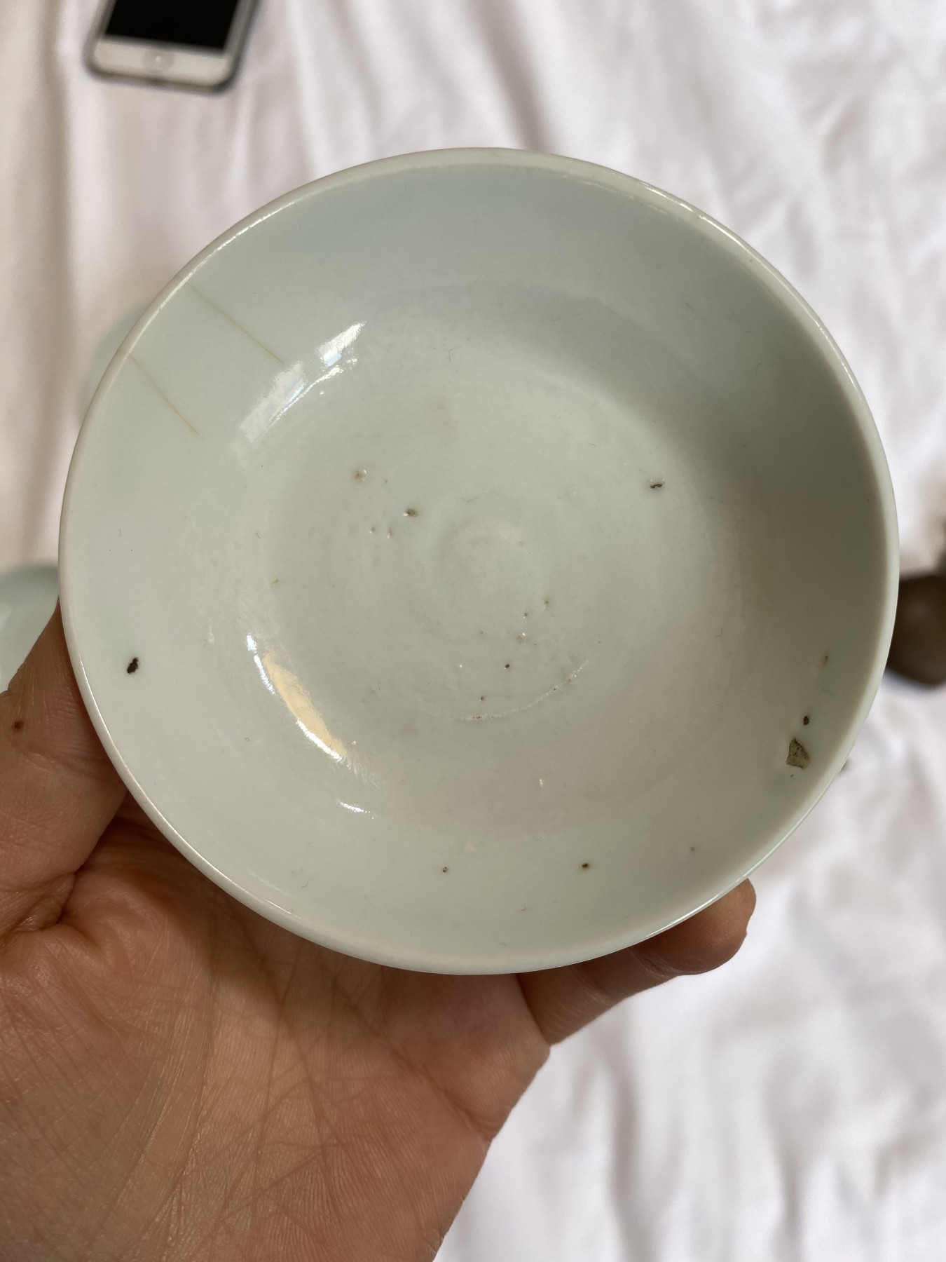老瓷白釉小碟5个，尺寸7.9-8.3厘米，品相如图，400包快递