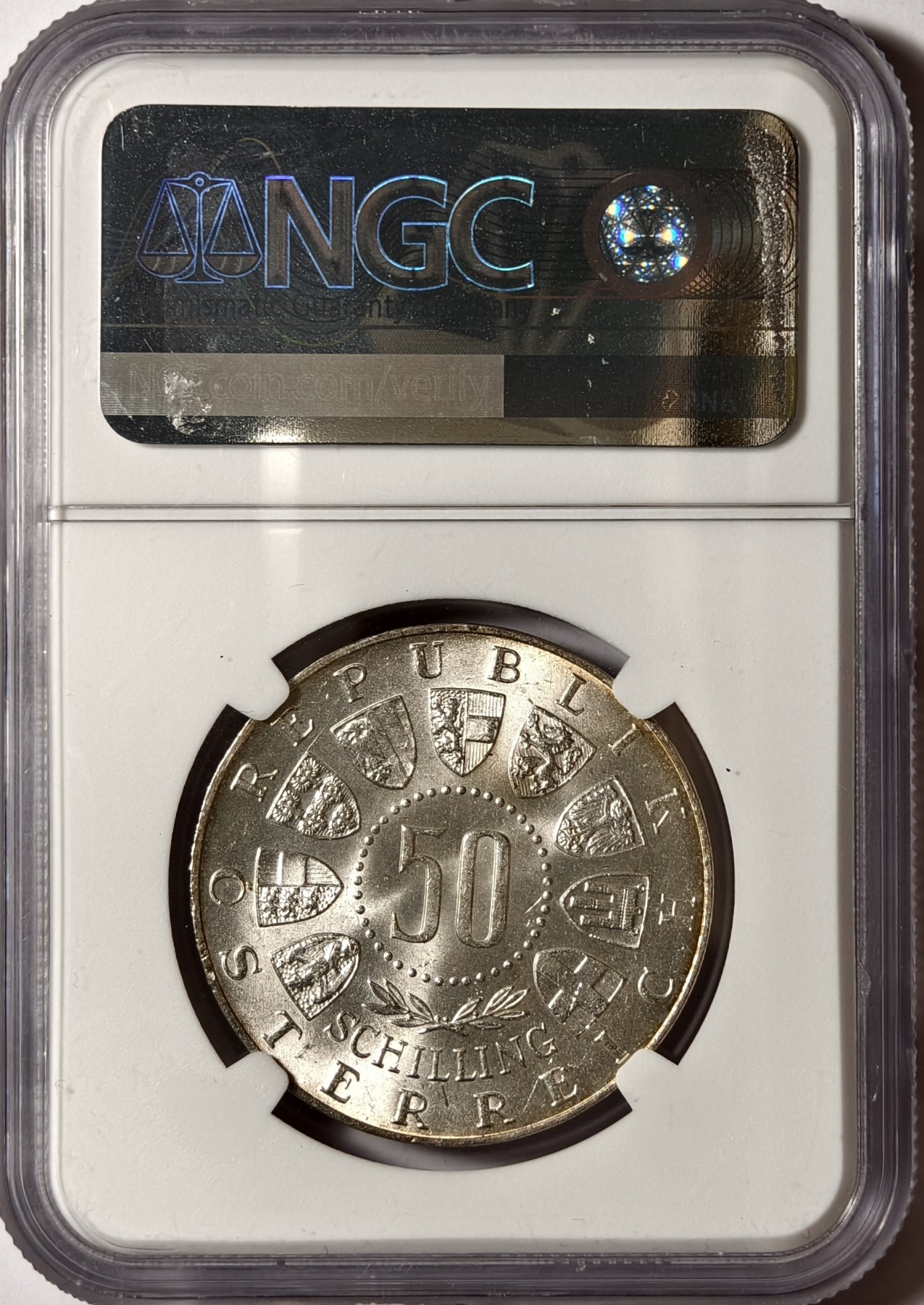 紫瑗钱币——第334期拍卖 奥地利 1964年 因斯布鲁克冬奥会 50先令 银币 NGC MS61