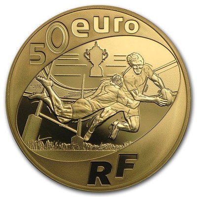 【海寕潮】拍卖第104期 - 【海寕潮】法国2015年橄榄球世界杯精制8.45克纪念金币【金价4252】