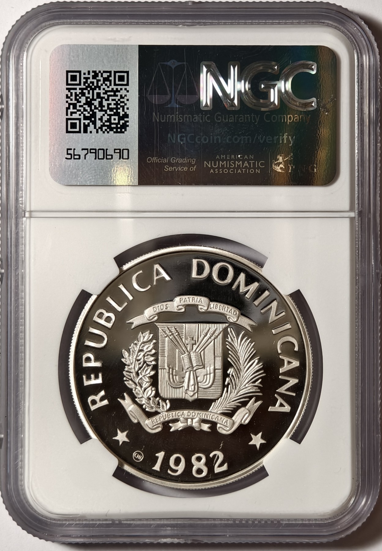 紫瑗钱币——第346期拍卖 多米尼加共和国 1982年 国际儿童年 10比索 银币 NGC PR69 UC