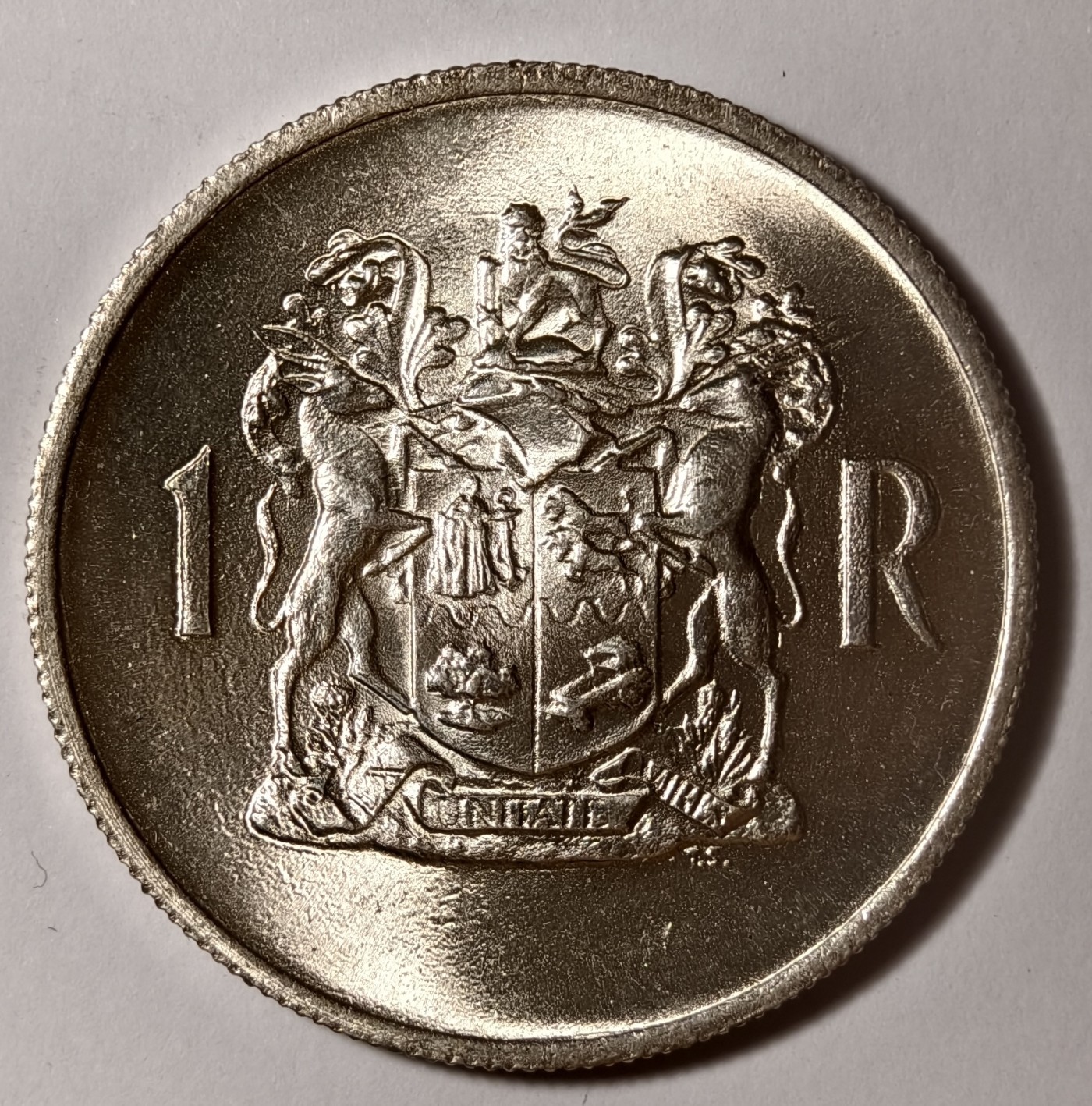 紫瑗钱币——第334期拍卖 南非 1969年 总统维沃尔德 1兰特 15克 0.8银 UNC