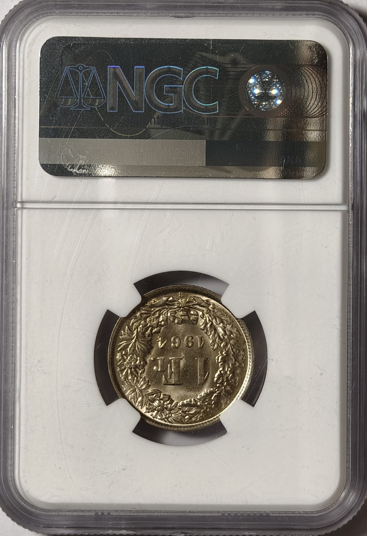 紫瑗钱币——第334期拍卖 瑞士 1964年 赫尔维蒂亚 1法郎 银币 NGC MS63